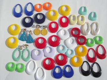 80s retro costume jewelry pieces lot, plastic earrings sets for parts