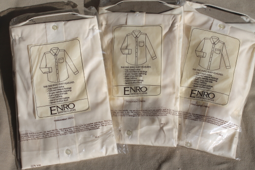 80s vintage 16 tall men's shirts, new old store stock Enro shirtbuilders label