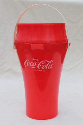 80s vintage Coke / Godfather Pizza Coca-Cola drink bottle pitcher w/ carrier handle