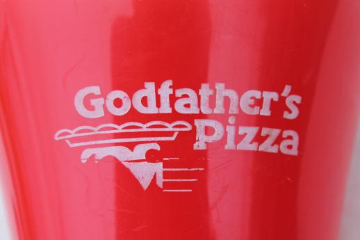 80s vintage Coke / Godfather Pizza Coca-Cola drink bottle pitcher w/ carrier handle