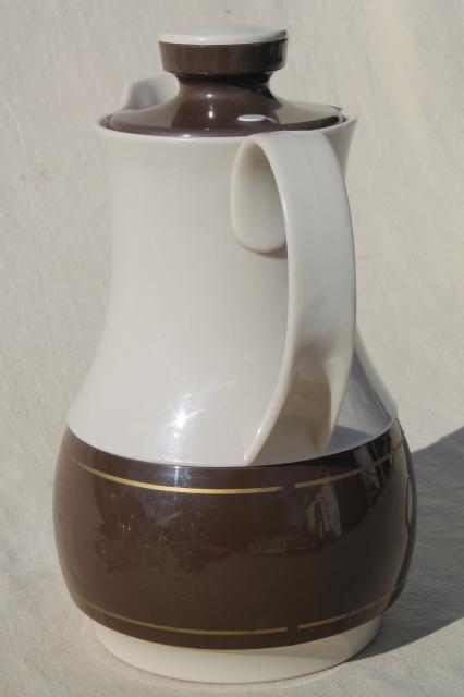 80s vintage Ingrid plastic pitcher insulated thermos bottle, coffee carafe jug