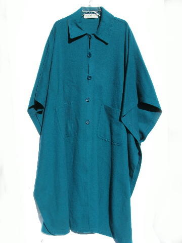 80's vintage teal green wool cloak coat, Hourihan - Ireland, one size