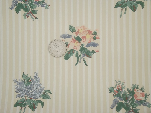 80s vintage wallpaper & wallpaper borders lot, prairie style floral prints