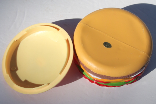90s retro plastic Hamburger condiment dish for ketchup, mustard, relish - mint in box
