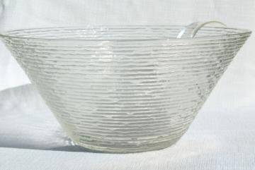 Anchor Hocking Soreno mod vintage ice textured crystal clear glass party punch bowl