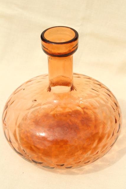 BIG hand blown glass liquor bottle, vintage ships decanter in colored glass