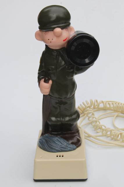 Beetle Bailey phone, 1980s retro vintage character telephone, unused, works!