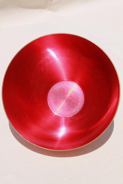 Danish modern mid-century vintage Corona Denmark red enamel lined copper bowl