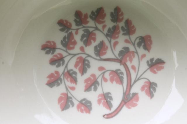 Flintridge twilight grey & pink floral china gravy boat or sauce dish, mid-century vintage