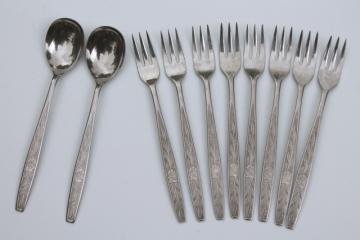 Granata Stanley Roberts vintage stainless flatware, set of cocktail forks & spoons