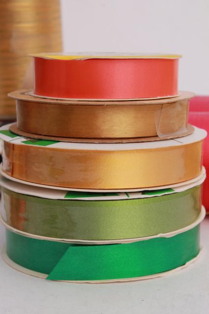 HUGE lot vintage ribbon, retro green gold gift wrap ribbons for garlands, party streamers?