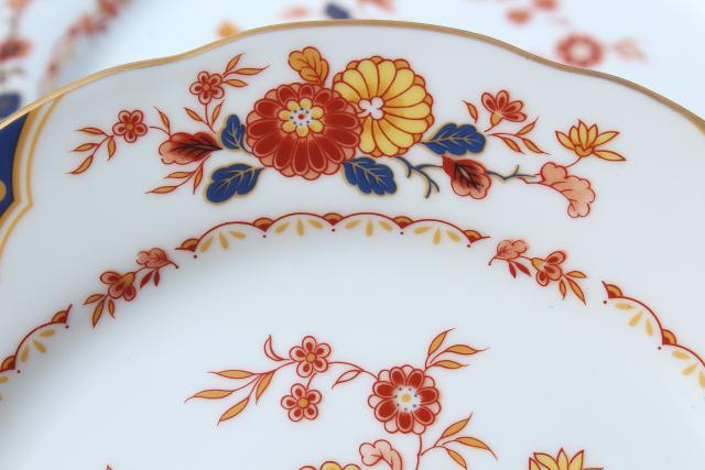 Home Beautiful Canton Fair blue red gold chinoiserie china dinnerware, vintage set for 8