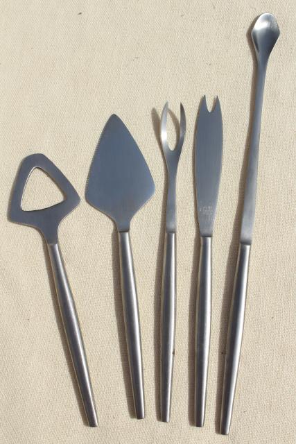 Kalmar - Italy mid-century mod vintage brushed stainless steel bar tools set