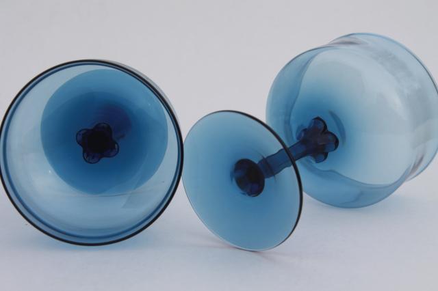 Lenox blue mist smoke glass champagne glasses, tulip shape vintage stemware
