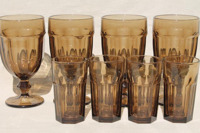 Libbey Gibraltar mocha brown smoke iced tea water goblets & juice glasses set