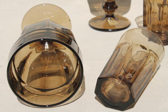Libbey Gibraltar mocha brown smoke iced tea water goblets & juice glasses set