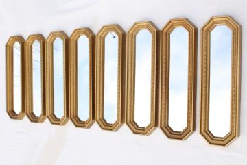 MCM 50s 60s vintage gold framed mirror grouping, retro focal point mirrored wall