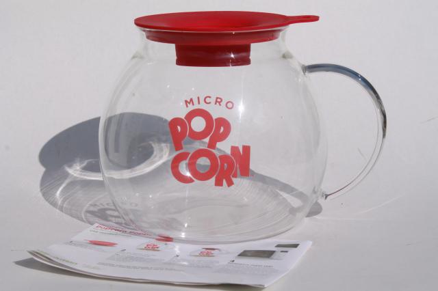 Micro Pop Corn popper microwave oven popcorn maker, glass jar cook & serve bowl