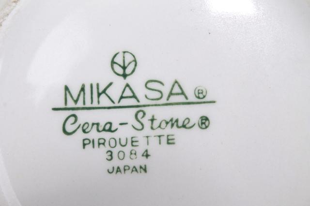 Mikasa china Pirouette green tulip salt & pepper shakers, cream and sugar set