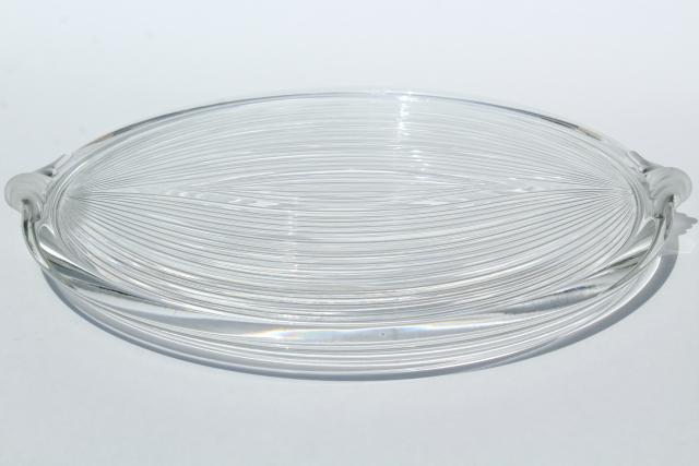 Neo Classic Mikasa round cake plate or platter, serving tray w/ frosted glass handles 