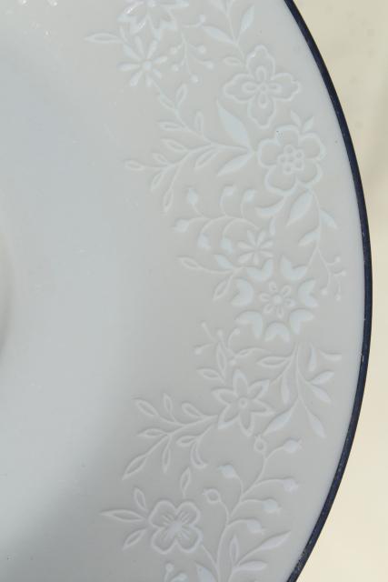 Noritake Affection white chintz floral china, vintage porcelain tea cups & saucers