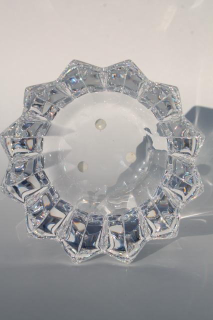 Orrefors crystal flower vase candle bowl w/ label, vintage glassware