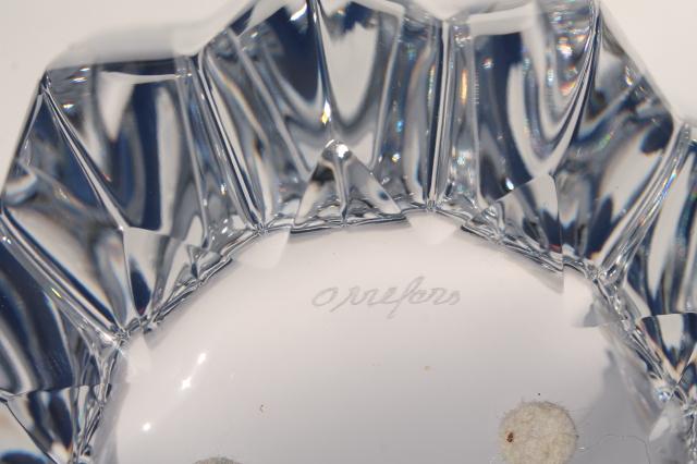Orrefors crystal flower vase candle bowl w/ label, vintage glassware