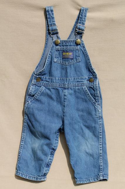 OshKosh baby overalls, 24 month size blue denim bib overall w/ snap legs