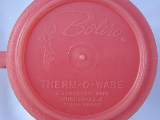 Retro Therm-o-ware insulated plastic glasses in great summer time   colors!