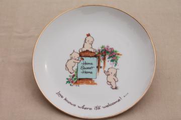 Rose O'Neill Kewpies collector's plate, Home Sweet Home wall hanging w/ kewpie babies<
