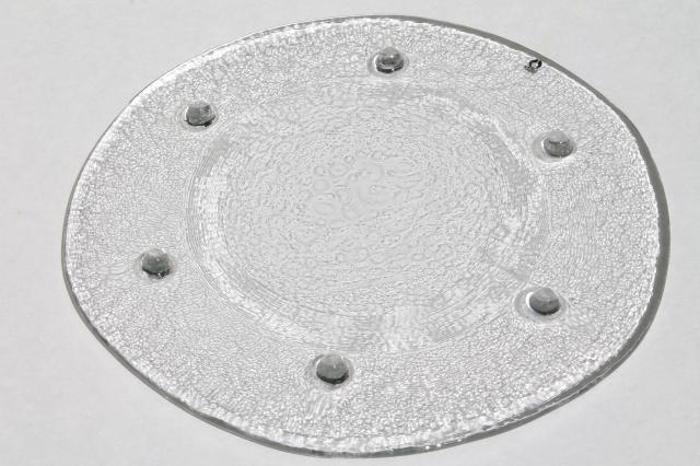 Scandinavian modern vintage Swedish art glass free form glass tray plate w/ ice texture