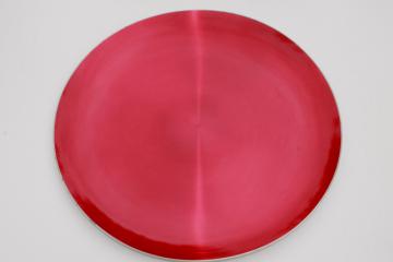 Scandinavian modern vintage spun aluminum tray w/ ruby red color, BSB Norway label