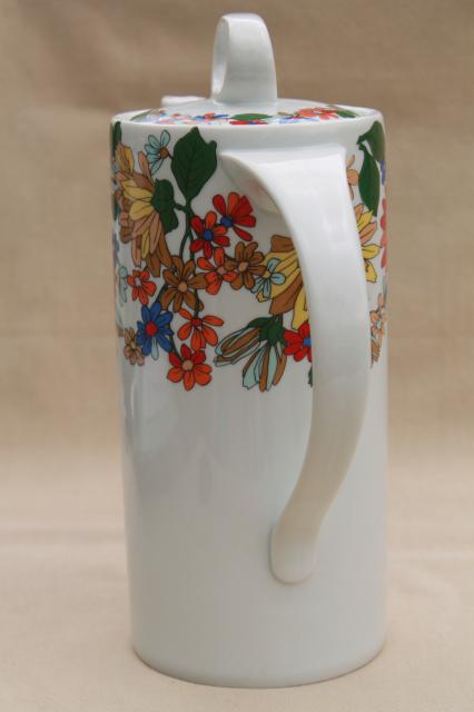Schmidt porcelain coffee pot w/ mod vintage tropical flowers, S Catarina Brazil