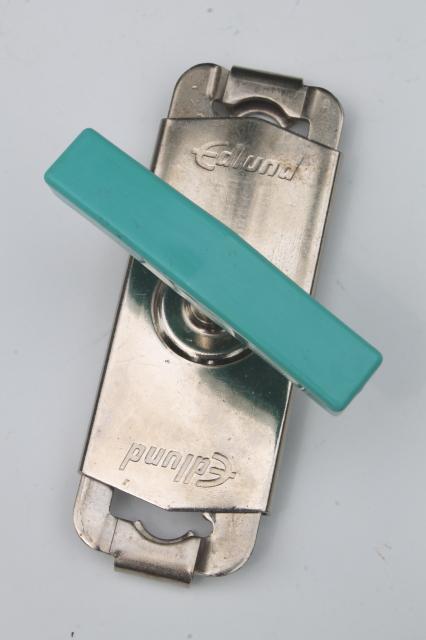 Top Off jar & bottle screw lid opener, retro vintage kitchen utensil w/ turquoise plastic handle