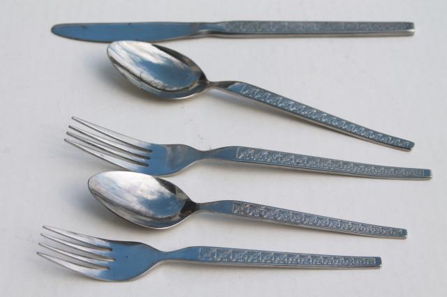 Trocadero stainless steel flatware, mod vintage silverware set for