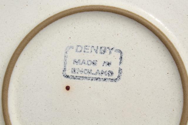 Troubadour Denby England 60s 70s vintage pottery plates w/ green flowers