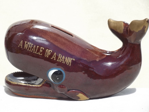 A Whale of a Bank, vintage Japan whale shaped coin savings bank