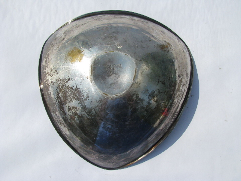 Amethyst enamel, vintage silver over brass Reed & Barton sheffield plate bowl