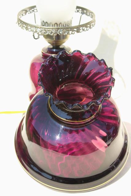 thumbnail image 2 of Vintage Amethyst Glass Piecrust Chimney For Oil Lamps – #1 Burner, 1960s Craftmade 2 of 5