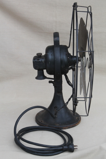 Antique GE brass blade fan, vintage industrial fan w/ loop handle AOU AF2
