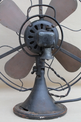 Antique GE brass blade fan, vintage industrial fan w/ loop handle AOU AF2