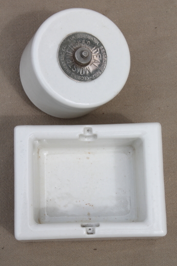 Antique porcelain rolling wheel Sengbusch desk stamp moistener / inker, large & small