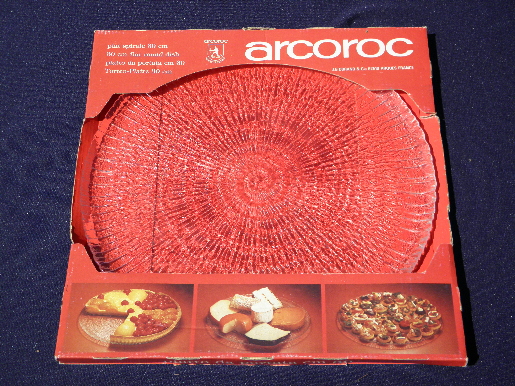 Arcoroc spirale spiral ice textured glass serving plate, vintage box