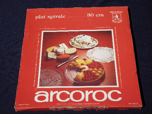 Arcoroc spirale spiral ice textured glass serving plate, vintage box
