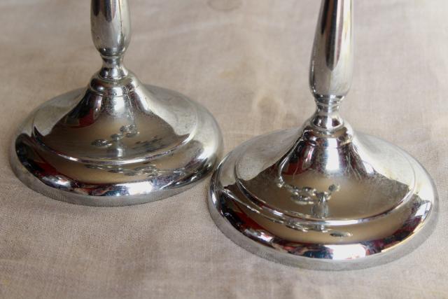 art deco vintage Farberware chrome silver candelabra, pair branched candlesticks