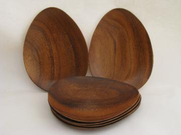 Asymetrical organic shapes wood plates set, retro danish modern vintage