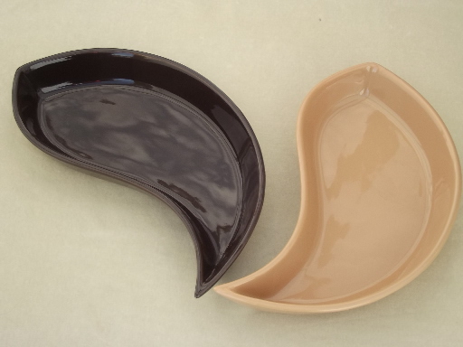 At Home America two part round serving dishes, yin yang kidney shape