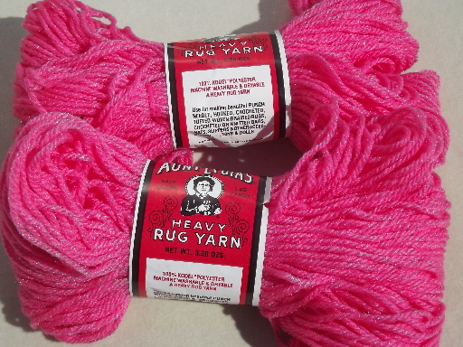 Aunt Lydia's heavy rug yarn, chunky polyester craft yarn, retro pink & purple!