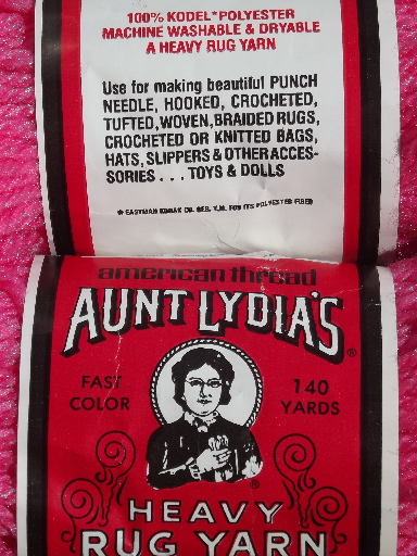 Aunt Lydia's heavy rug yarn, chunky polyester craft yarn, retro pink & purple!