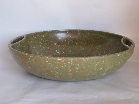 Aztec 60s retro vintage green confetti melmac salad bowl w/ handles